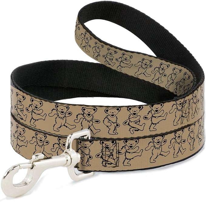 Buckle-Down Pet Leash - Dancing Bears Tan/Black - 4 Feet Long - 1.5" Wide