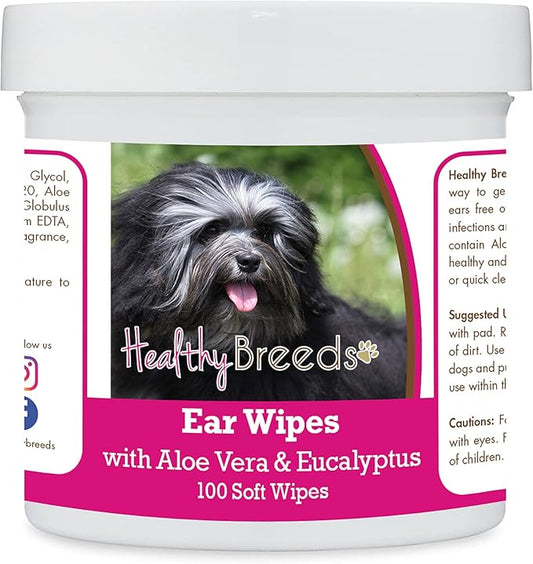 Healthy Breeds Lowchen Ear Cleaning Wipes with Aloe & Eucalyptus for Dogs 100 Count