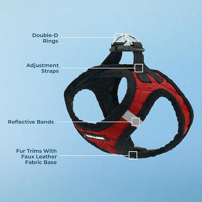 Voyager Step-In Plush Dog Harness – Soft Plush, Step In Vest Harness for Small and Medium Dogs by Best Pet Supplies - Harness (Red Plush), XS (Chest: 13 - 14.5")