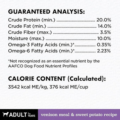 NUTRO Limited Ingredient Diet Adult Dry Dog Food Venison Meal & Sweet Potato Dog Kibble, 22 lb. Bag