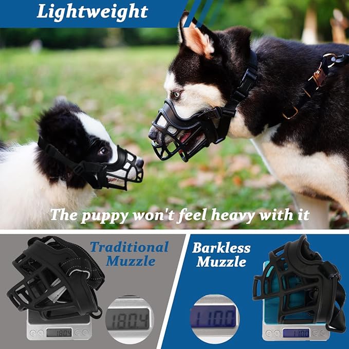 BARKLESS Dog Muzzle, Basket Muzzle Anti Biting Chewing, Sturdy Lightweight Muzzle Allows Panting Drinking, Cage Muzzle for Small Medium Large Dogs, Suitable for Grooming Trimming Training