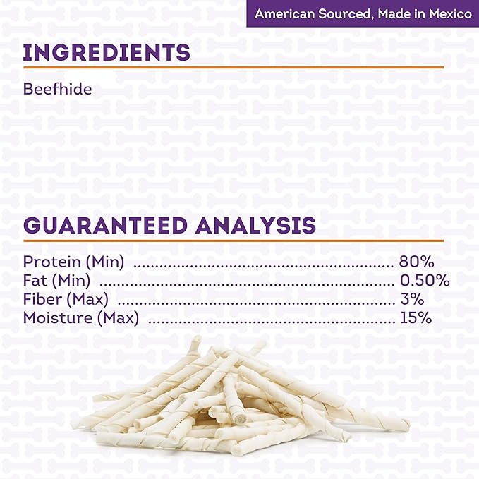 Beefhide Twist Sticks 5" Dog Chew Treats - Natural Flavor, 1 lb/1 Pack