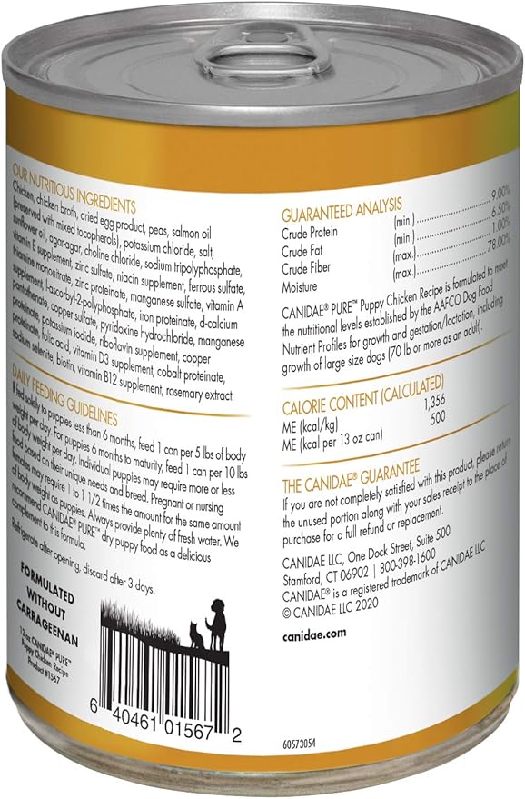 Canidae PURE Limited Ingredient Premium Puppy Wet Dog Food, Chicken Recipe, 13 Ounce (Pack of 12), Grain Free