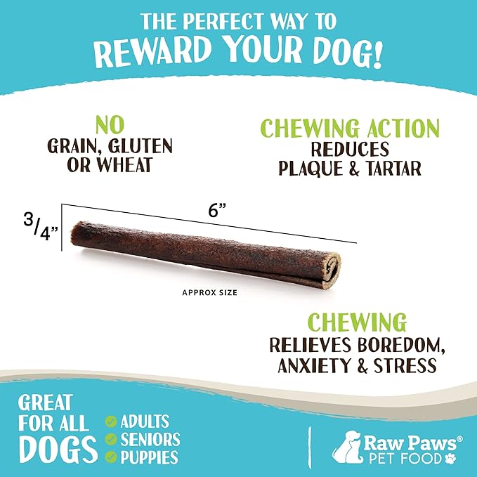 Raw Paws Beef Collagen Sticks for Dogs, 6 inch, 10-ct - Packed in USA - Natural Collagen for Dogs - Dog Chews for Aggressive Chewers & Large Dogs - Collagen Bones for Dogs, Dog Collagen Chews for Dogs