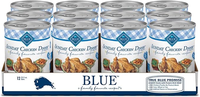 Blue Buffalo Family Favorites Natural Adult Wet Dog Food, Sunday Chicken 12.5-oz can (Pack of 12)