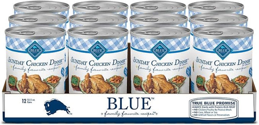 Blue Buffalo Family Favorites Natural Adult Wet Dog Food, Sunday Chicken 12.5-oz can (Pack of 12)