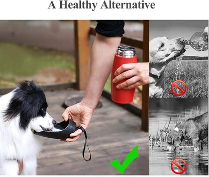 VIVAGLORY Dog Water Bottle, Pet Drinking Bottle, 25oz Portable & Leakproof Stainless Steel Dog Travel Water Bottle Bowl with Large Trough for Walking & Hiking, Red