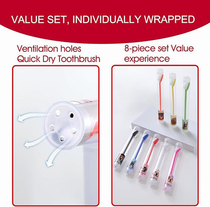 VibrantPet Toothbrush Set - 8-Pack with Dual-Head Design, Transparent Tube Packaging for Convenient Storage and Travel | Enhance Pet Dental Care