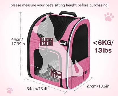 Pecute Cat Backpack Carrier, Expandable Cat Carrier Backpack with Breathable Mesh, Pet Carrier Backpack for Cats Small Dogs Puppies, Dog Backpack Carrier Great for Travel Hiking Camping Outdoor