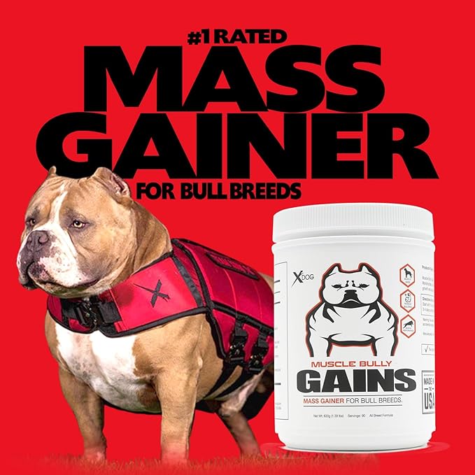 Gains - Mass Weight Gainer, Whey Protein for Dogs (Bull Breeds, Pit Bulls, Bullies) Increase Healthy Natural Weight, Made in The USA (45 Servings)
