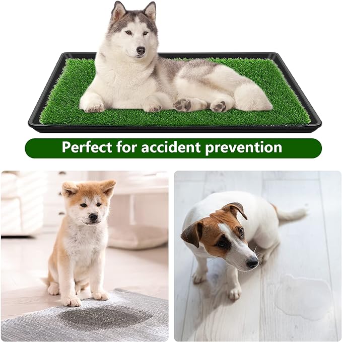35.4 x 23.6In Dog Grass Pad with Tray Pet Potty Fake Grass Training Mat Artificial Grass for Dogs with tray on Indoor and Outdoor