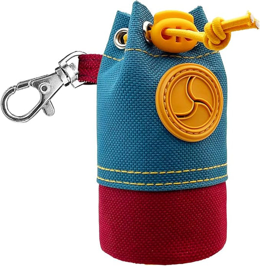Dog Poop Bag Holder, Portable Dog Poop Bag Dispenser with 1 Metal Clip, Bucket Fashion Color Matching Canvas Poop Pag Polders for Leashes