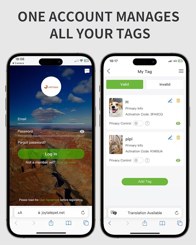 Joytale [ NO APP Required ] Silent Silicone QR Code Dog Tag, Slide On Dog Tags for 1.2-1.6Inch Wide Collars or Vest, NFC Pet Online Profile, Scan QR to Send Location Alert Email, Black, L