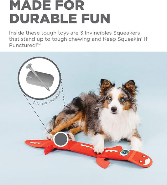 Outward Hound Fire Biterz Dragon Plush Firehose Material Interactive Dog Toy, Large