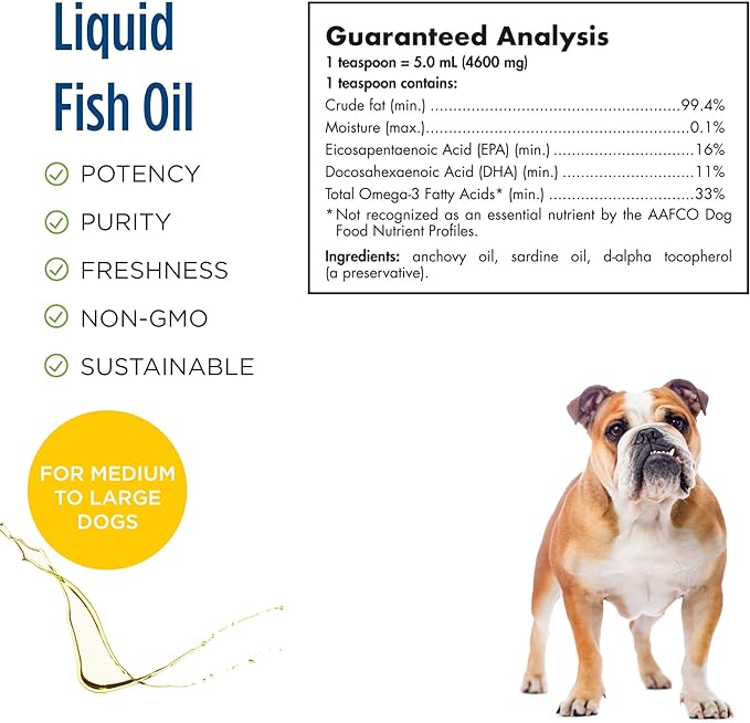 Nordic Naturals Omega-3 Pet, Unflavored - 8 oz - 1518 mg Omega-3 Per Teaspoon - Fish Oil for Medium to Large Dogs with EPA & DHA - Promotes Heart, Skin, Coat, Joint, & Immune Health
