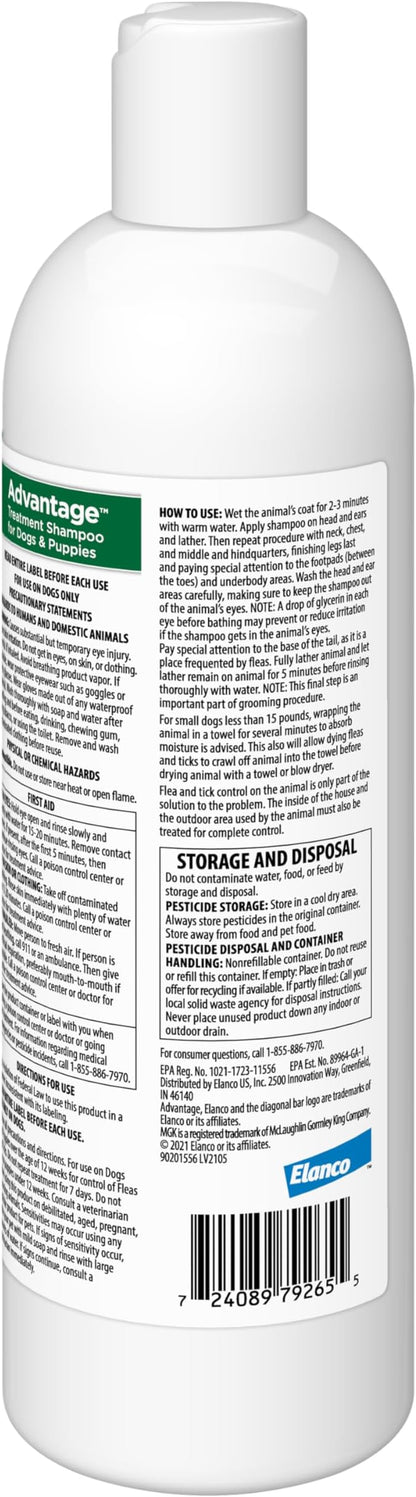Advantage Dog Flea & Tick Shampoo for Puppies & Adult Dogs | Kills Fleas & Ticks | 12 oz.