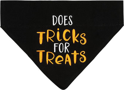 Pearhead Trick or Treat Bandana, Fall Holiday Dog Apparel, Halloween Dog Costume, Dog Slip On Collar Accessories, Small/Medium, S/M