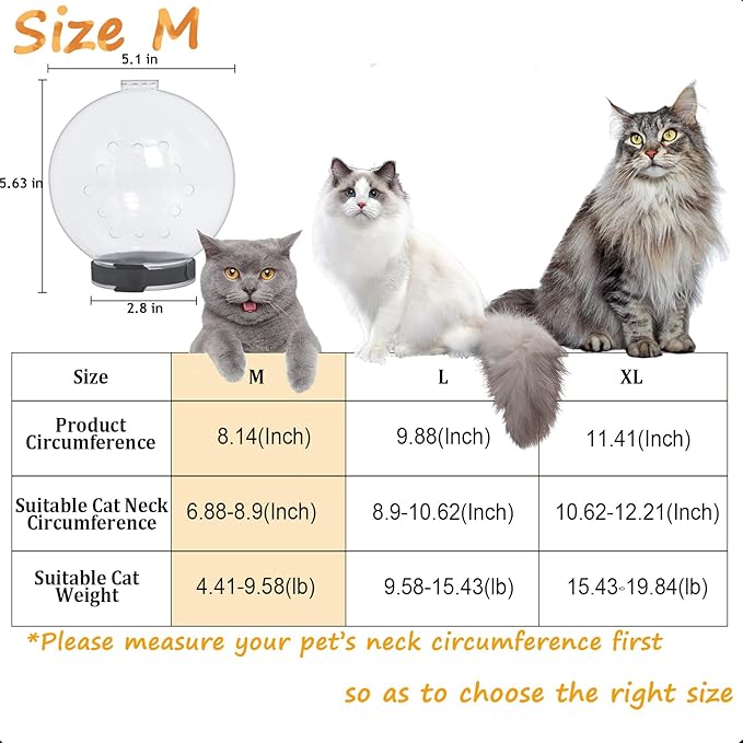 Cat Muzzle Cat Transparent Muzzle M Size, Breathable Cat Hood, Adjustable Kitten Astronaut Helmet Prevent from Cats Biting Chewing Grooming, Cat Ball Mask for Aggressive Cat