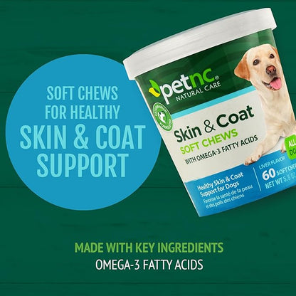 PetNC Natural Care Skin and Coat Soft Chews for Dogs, 60 Count