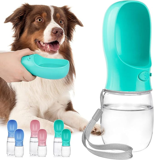 Dog Water Bottle Portable, Leak Proof & Lightweigh Water Bottles for Dogs, Dog Travel Water Bottle with Dog Bowl, Dog Travel Accessories & Dog Walking Accessories,(12oz, Blue)