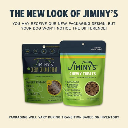 Jiminy's Chewy Cricket Dog Training Treats, Hypoallergenic, 6oz, Sweet Potato & Pea (Pack of 1)