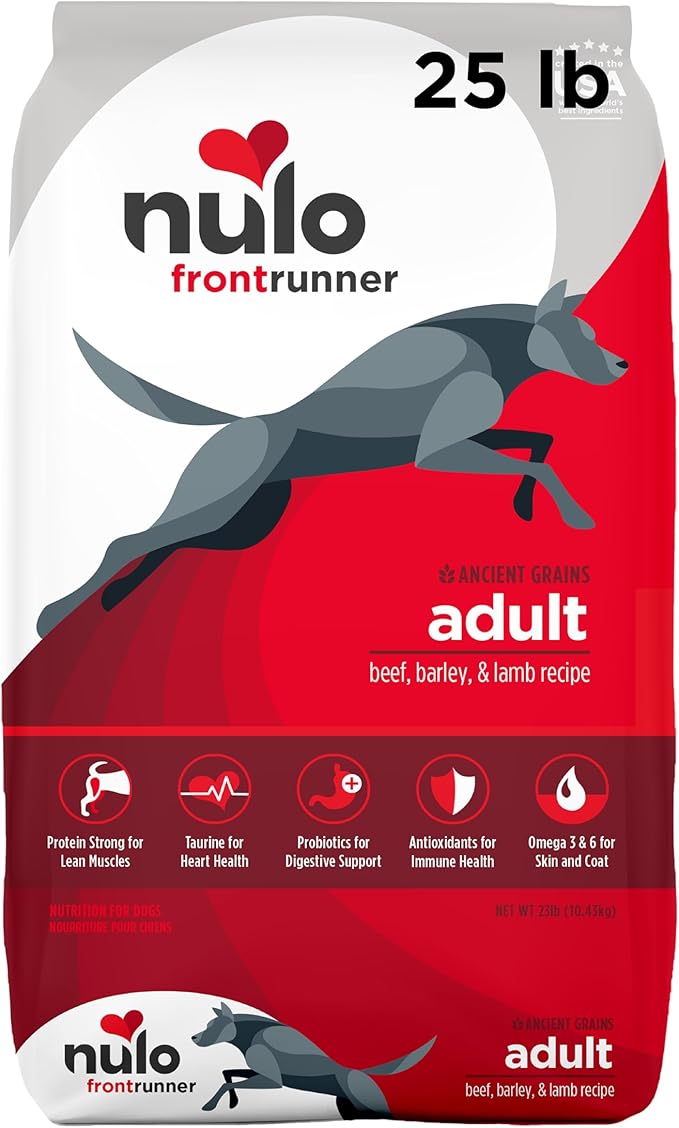 Nulo Frontrunner All Breed Adult Dry Dog Food, Premium All Natural Dog Kibble, Made with Ancient Grains Promote Fullness with Healthy Digestive Aid BC30 Probiotic & Antioxidants for Immune Health