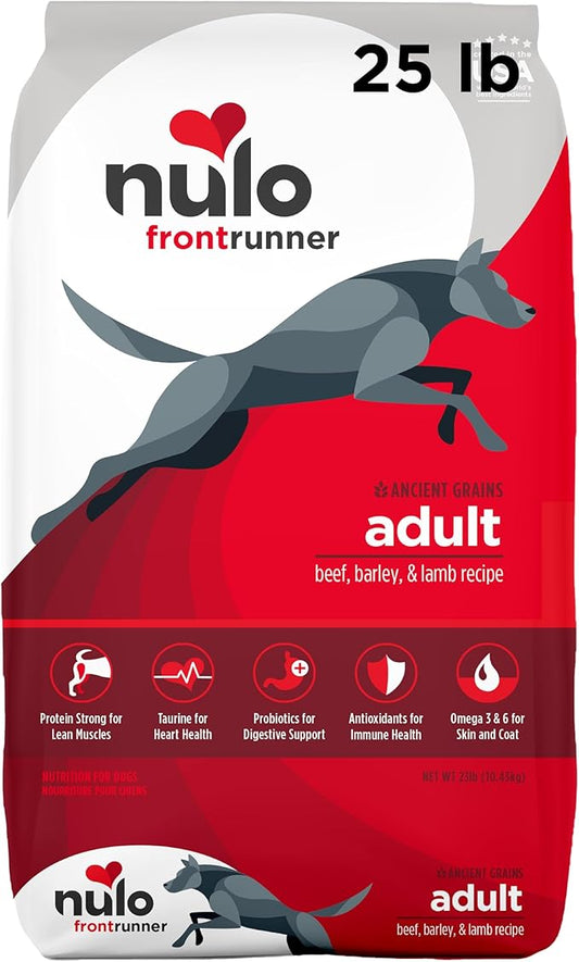 Nulo Frontrunner All Breed Adult Dry Dog Food, Premium All Natural Dog Kibble, Made with Ancient Grains Promote Fullness with Healthy Digestive Aid BC30 Probiotic & Antioxidants for Immune Health