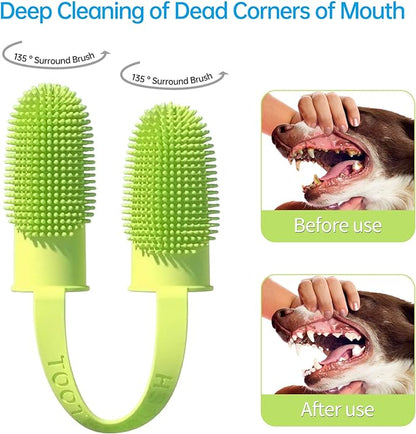 3 Pack Finger Toothbrush for Dogs, Dog Toothbrush Kit for Easy Teeth Cleaning, Double-Finger Toothbrush Dental Care for Puppies, Cats and Small Pets