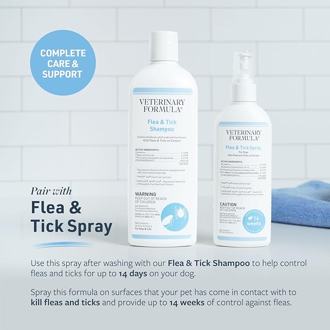 Veterinary Formula Flea and Tick Shampoo for Dogs and Cats, 16 oz