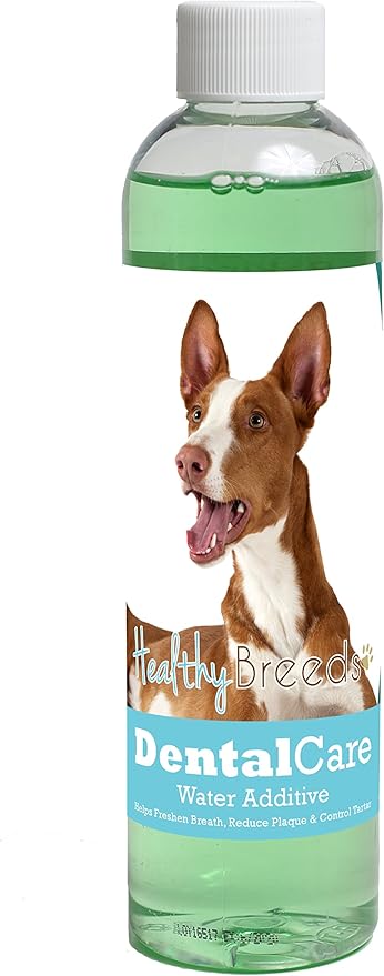 Healthy Breeds Dog Dental Care Water Additive for Ibizan Hound - Helps Freshen Breath, Reduce Plaque & Control Tartar - Mint Flavor - 8 oz