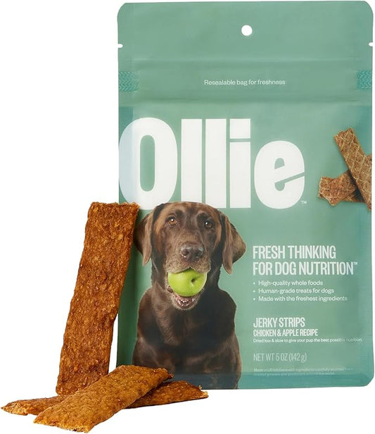Ollie Chicken and Apple Recipe Jerky Dog Treats - Dog Jerky Treats All Natural - Healthy Dog Treats - Chicken Jerky for Dogs - Real Meat Dog Treats 5 Oz.