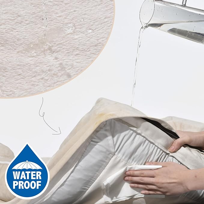 Waterproof Dog Beds for Large Breed Dogs, Large Dog Beds Orthopedic Foam, Comfy Pet Bed Sofa with Washable Removable Cover & Non-Slip Bottom(Large,Beige)
