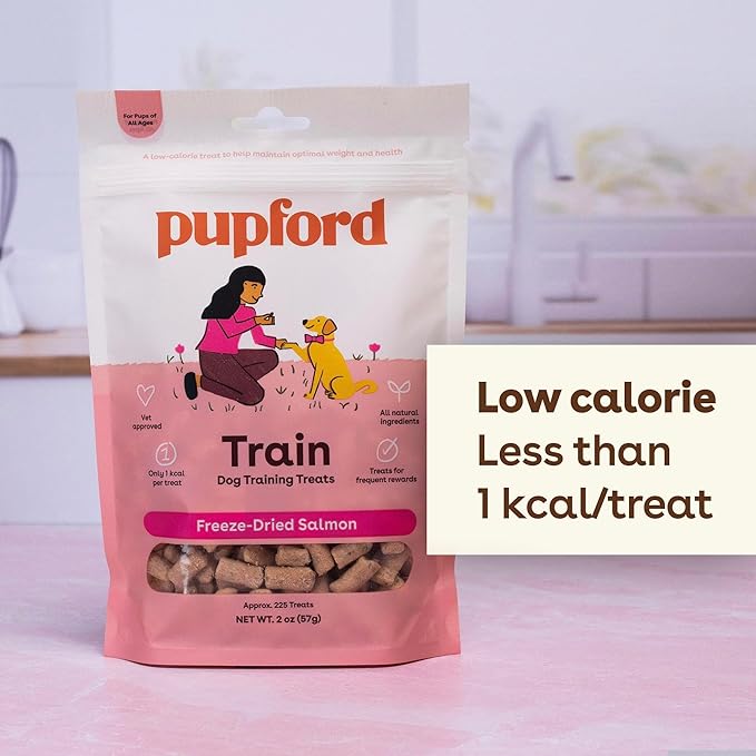 Pupford Freeze Dried Training Treats for Dogs & Puppies, 1400+ Two Ingredient Bites (Salmon, 4 oz, 3 Pack)