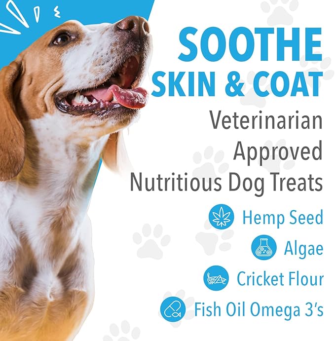 Green Gruff Dog Skin and Coat Supplement - Organic Dog Allergy Chews - Dry Skin, Shedding, Dog Itch Relief - Dog Omega 3 Supplement - Made in USA, Protein - Rich - Anti Itch for Dogs - 90 Chews