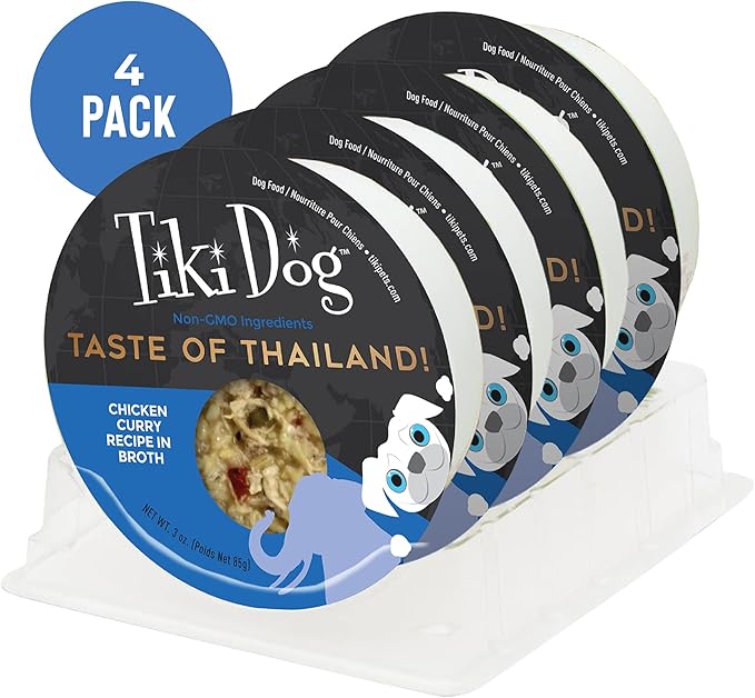 Tiki Dog Taste of The World - Dog Wet Food - Whole Foods - Thailand! Chicken Curry - 3 oz Cup