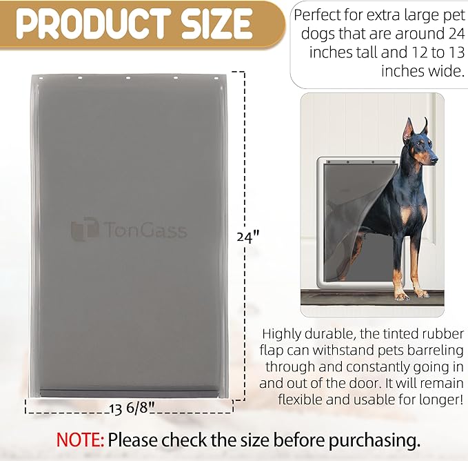 TonGass Dog Door Flap Replacement Extra Large Compatible with PetSafe Freedom Dog and Cat Doors PAC11-11040 - Measures 13 6/8" x 24" with Magnetic Closure
