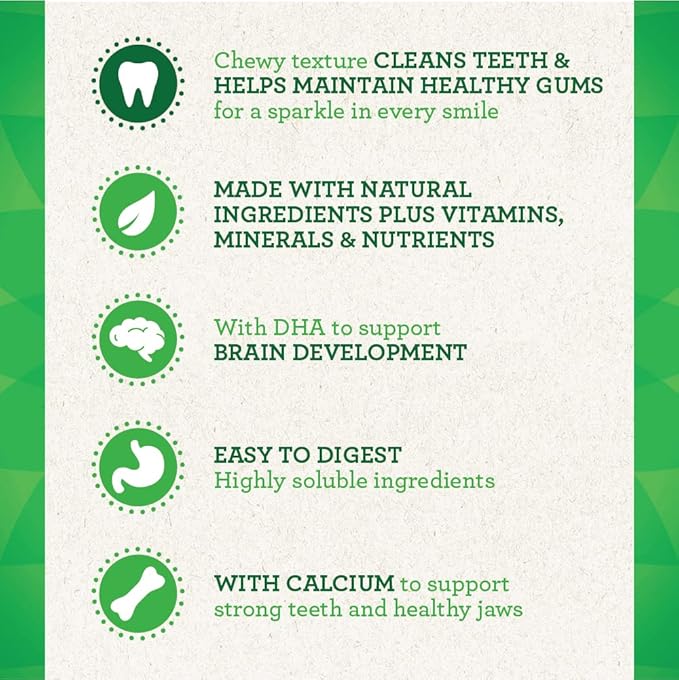 Greenies Puppy 6+ Months Petite Natural Dental Care Dog Treats, 12 oz. Pack (20 Treats)