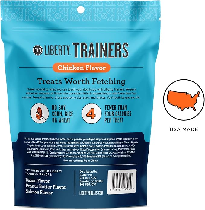 BIXBI Liberty Trainers, Chicken (6 oz, 1 Pouch) - Small Training Treats for Dogs - Low Calorie and Grain Free Dog Treats, Flavorful Pocket Size Healthy and All Natural Dog Treats