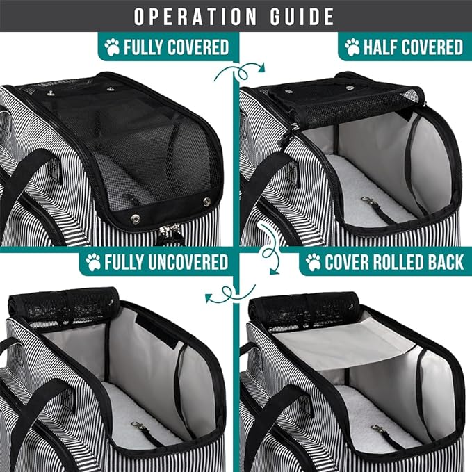 PetAmi Small Dog Purse Carrier, Soft-Sided Pet Carrier Bag with Pockets, Portable Puppy Cat Travel Handbag Tote, Airline Approved Breathable Mesh, Poop Bag Dispenser, Max 18 lbs, Chevron Teal