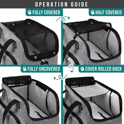 PetAmi Small Dog Purse Carrier, Soft-Sided Pet Carrier Bag with Pockets, Portable Puppy Cat Travel Handbag Tote, Airline Approved Breathable Mesh, Poop Bag Dispenser, Max 18 lbs, Chevron Teal