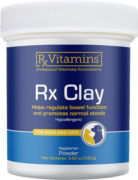 Rx Vitamins Rx Edible Clay Powder - Anti Diarrhea for Dogs & Cats and Promotes Gas Relief for Dogs - Aids in Cat Digestive Support and Dog Constipation Relief - 3.52 oz
