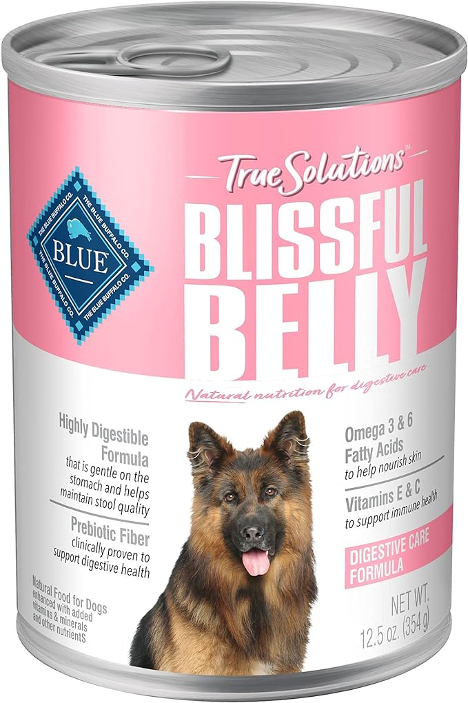 Blue Buffalo True Solutions Blissful Belly Wet Dog Food, Digestive Care Formula, Helps Maintain Stool Quality, 12.5-oz. Cans (12 Count)