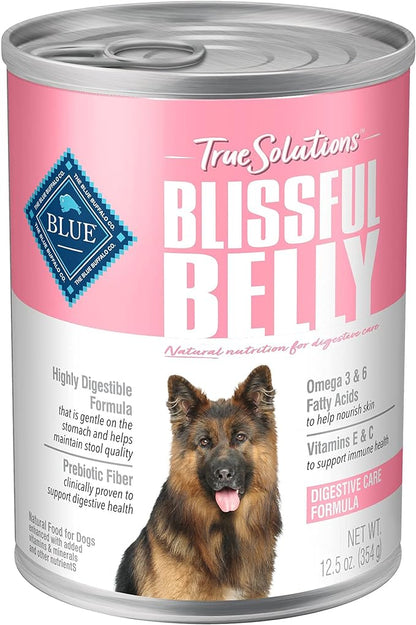 Blue Buffalo True Solutions Blissful Belly Wet Dog Food, Digestive Care Formula, Helps Maintain Stool Quality, 12.5-oz. Cans (12 Count)