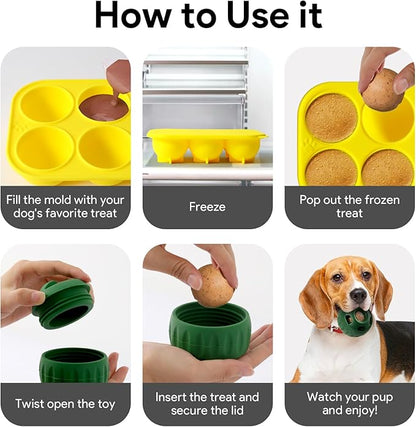 6 Cavities Dog Treat Molds with Lid Compatible with Woof Pupsicle and Power Chewer Pupsicle, Silicone Molds for Dog Frozen Treats, Reusable Tray for Making Refill Treats for Pupsicle Toy (2Pcs)