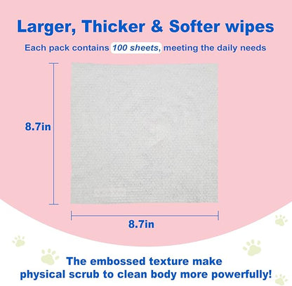 DR.EASY Super Caring 200ct Pet Wipes for Dogs and Cats,Unscented，Ears, Face, Butt, Body and Eye –Convenient, Nature，Home or Travel，Best Pet Supplies