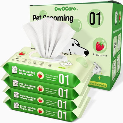 Dog Wipes for Paws and Butt, Plant-Based Large Pet Wipes for Dogs/Cats Hypoallergenic, 8X9 Inch Easy to Use Dog/Cat/Puppy Cleaning Grooming Wipes, Gentle, Degradable (200 Count, Raspberry)
