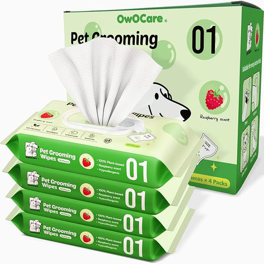 Dog Wipes for Paws and Butt, Plant-Based Large Pet Wipes for Dogs/Cats Hypoallergenic, 8X9 Inch Easy to Use Dog/Cat/Puppy Cleaning Grooming Wipes, Gentle, Degradable (200 Count, Raspberry)