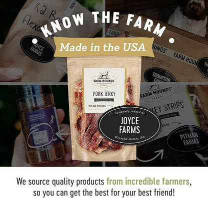 Farm Hounds Premium Pork Jerky for Dogs, 100% Made from Humanely-Raised Pork, Dog Jerky Treats, Healthy Delicious Dog Trainer Dehydrated Pork Jerky Tenders, Made in USA
