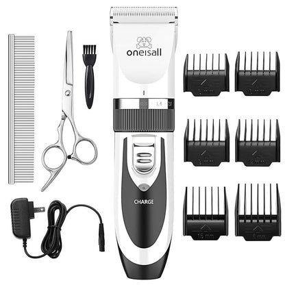 oneisall Dog Shaver Clippers Low Noise Rechargeable Cordless Electric Quiet Hair Clippers Set for Dogs Cats Pets