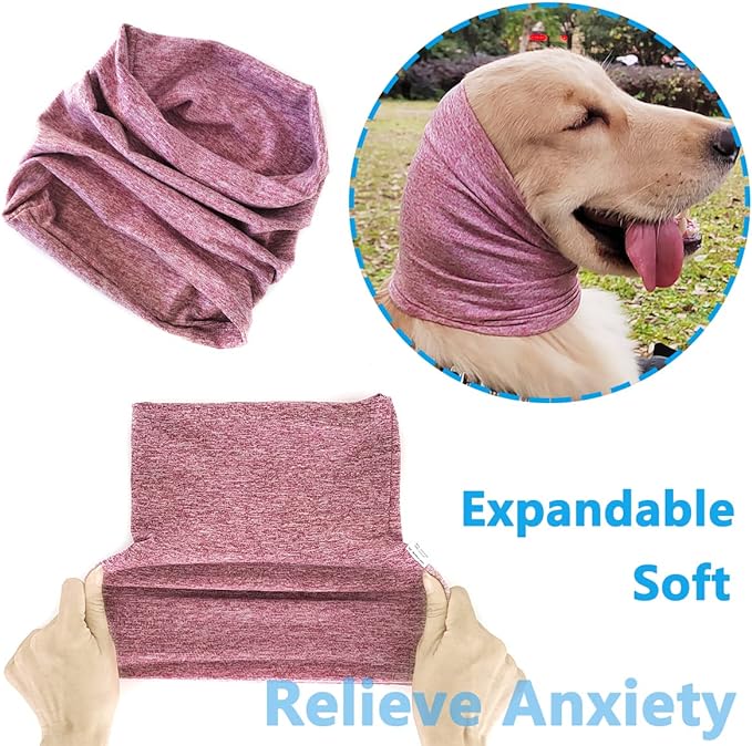 Quiet Ears for Dogs, No Flap Ear Wraps for Anxiety Relief& Calming Dogs, Dog Snood for Noise Protection Grooming, Neck and Ear Warm Ear Muffs for Cats&Dogs,Pink L
